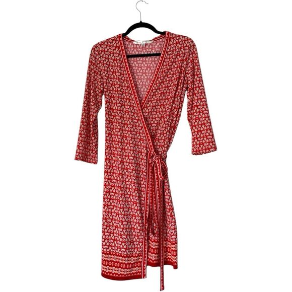 Max Studio Dress Women M Red Floral True Wrap Midi Feminine Garden Party Boho - Picture 1 of 10